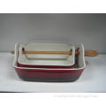 Set of 2 Square Bakeware with Bamboo Spoon